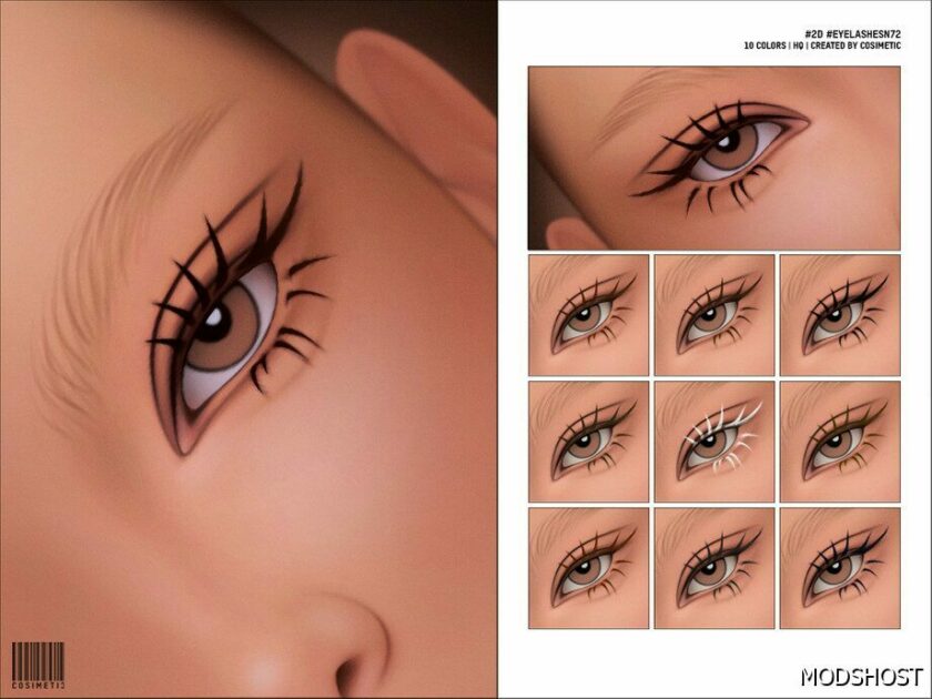 Sims 4 Female Makeup Mod: Maxis Match 2D Eyelashes N72 (Featured)