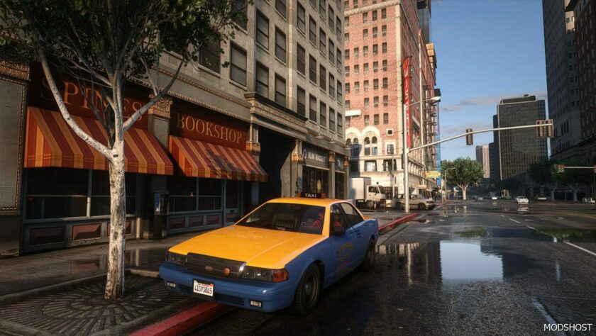 GTA 5 Vehicle Mod: Improved and Fixed Vanilla Taxi Car for ENB Series V1.1 (Featured)