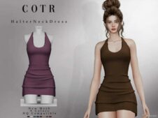 Sims 4 Dress Clothes Mod: Halter Neck Dress (Featured)