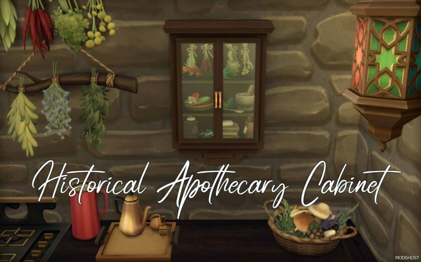 Sims 4 Object Mod: Functional Historical Apothecary Cabinet (Featured)