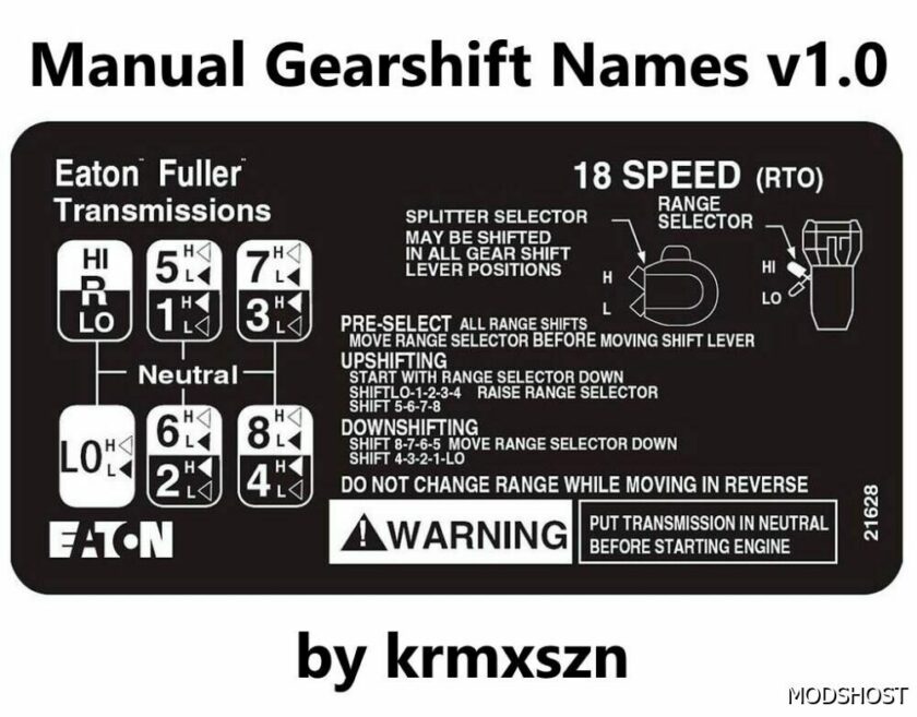 ETS2 Transmissions Part Mod: Manual Gearshift Names 1.49 (Featured)