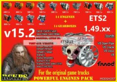 ETS2 Engines Part Mod: Powerful Engines & Gearboxes Pack V15.2 (Featured)