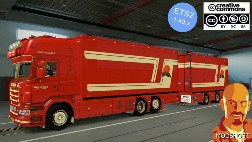 ETS2 Scania Truck Mod: R620 Fleurs + Tandem Trailer 1.49 (Featured)