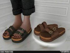 Sims 4 Female Shoes Mod: Leather Sandals (Female) – S012407 (Featured)