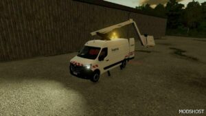 FS22 Renault Vehicle Mod: Master 2020 Sogetrel (With Basket) (Featured)