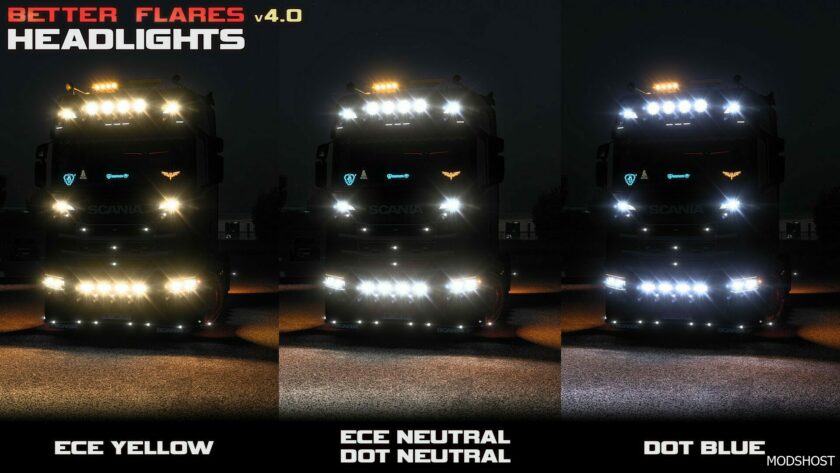 ETS2 Realistic Part Mod: Improved Headlight Light 1.49 (Featured)