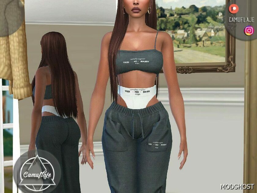 Sims 4 Elder Clothes Mod: TOP & Sweatpants – SET 388 (Featured)