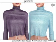 Sims 4 Elder Clothes Mod: Casual Turtle Neck Blouse (Image #2)