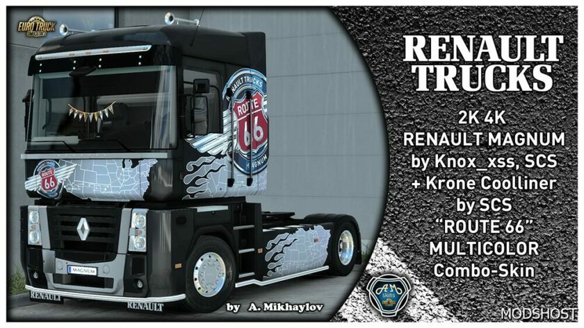 ETS2 Renault Mod: Magnum ”Route 66” Multicolor Combo-Skin (Featured)