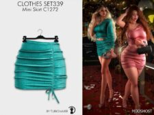 Sims 4 Everyday Clothes Mod: Satin Blouse & Mini Skirt - SET339 (Image #2)