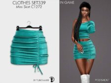 Sims 4 Everyday Clothes Mod: Satin Blouse & Mini Skirt - SET339 (Image #3)