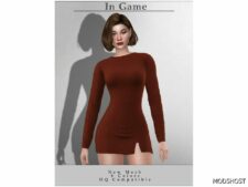 Sims 4 Female Clothes Mod: Long Sleeve Dress D-325 (Featured)