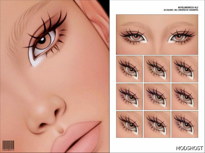 Sims 4 Eyeliner Makeup Mod: and 2D Eyelashes N310 L2 (Featured)