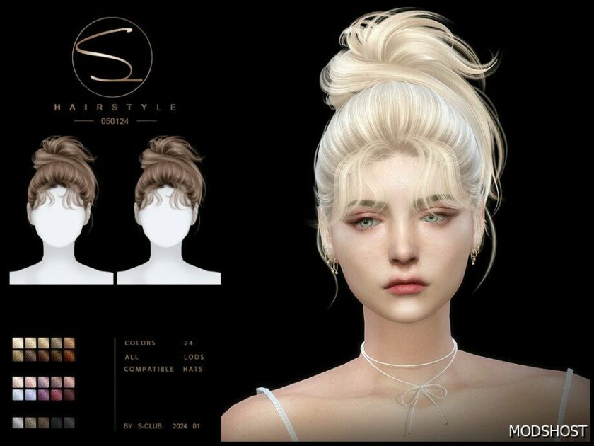 Sims 4 Female Mod: Cute Updo Hairstyle 08012024 (Featured)