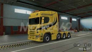 ETS2 Scania Mod: Mar-Train Heavy Haulage Yellow Next GEN Skin (Featured)