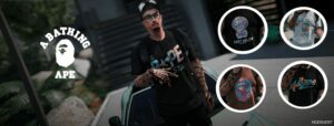 GTA 5 Player Mod: Bape Shirts MP Male/Franklin (Featured)