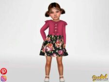 Sims 4 Kid Clothes Mod: Esther – Floral Dress (Featured)