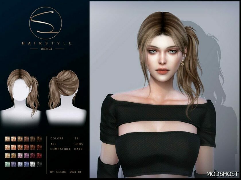 Sims 4 Female Mod: One-Sided Ponytail Hairstyle 04012024 (Featured)