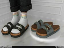 Sims 4 Female Shoes Mod: Leather Sandals (Female) – S012407 V2 (FOR Socks) (Featured)