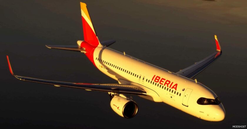 MSFS 2020 A32NX Livery Mod: A32NX Iberia A320 NEO Ec-Ner 8K V2.2 (Featured)