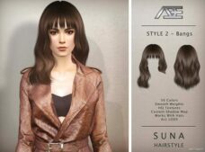 Sims 4 Mod: Suna – Style 2 with Bangs Hairstyle (Featured)