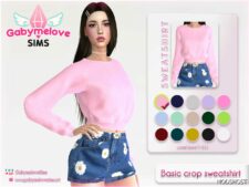 Sims 4 Clothes Mod: Basic crop sweatshirt (Featured)