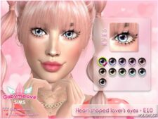 Sims 4 Mod: Heart-shaped lover's eyes • E10, contact lenses | Valentine's Collection 2024 (Featured)