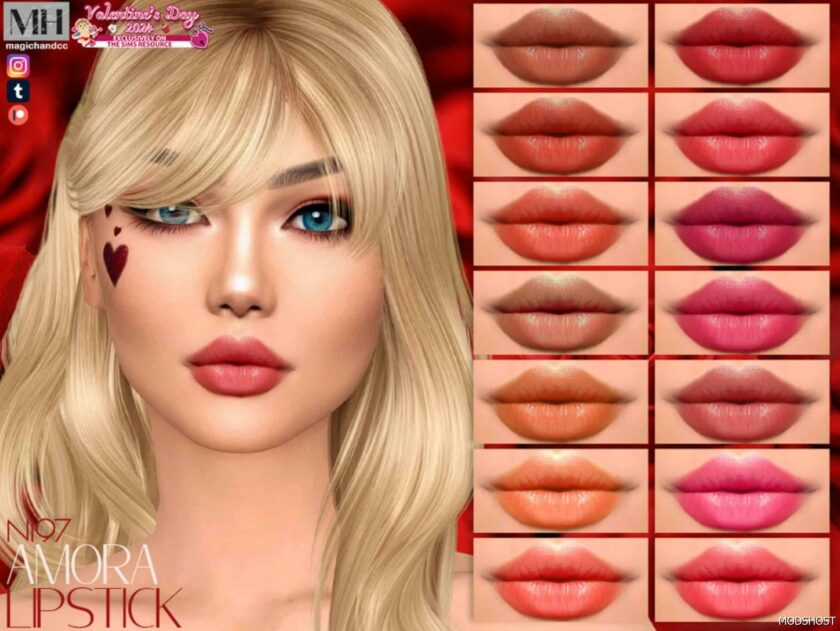 Sims 4 Female Makeup Mod: Amora Lipstick N197 (Featured)