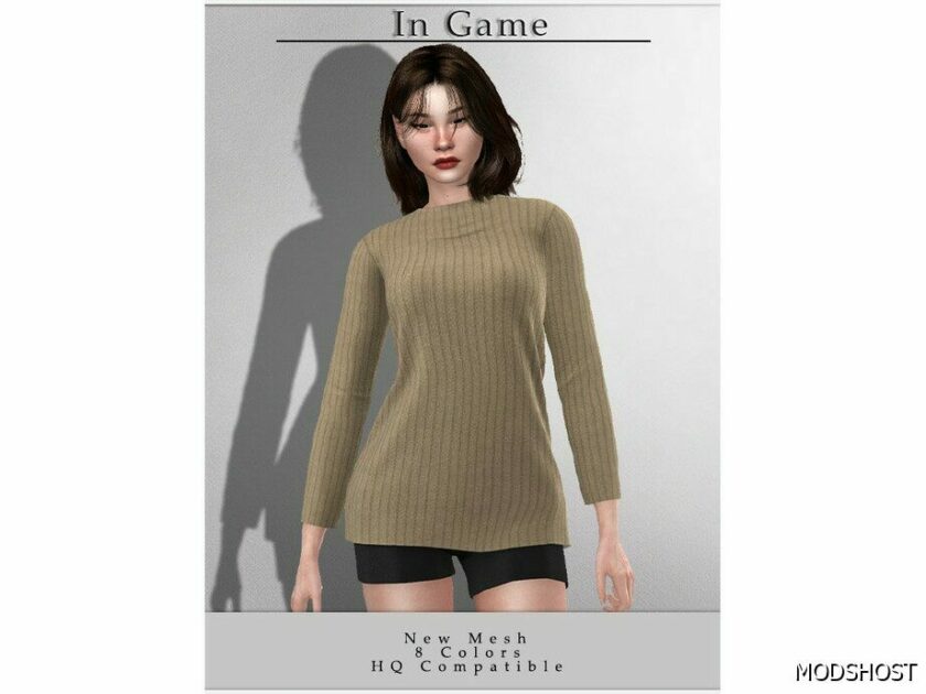 Sims 4 Female Clothes Mod: Oversized Sweater and Shorts O-44 (Featured)