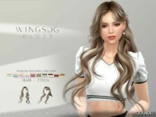 Sims 4 Female Mod: Wings EF0124 Hanging Ears Long Curly Hair (Featured)