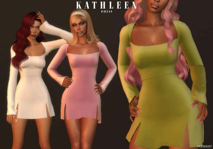 Sims 4 Teen Clothes Mod: Kathleen Dress (Featured)