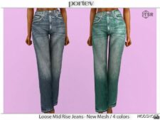 Sims 4 Jeans Clothes Mod: Loose MID Rise Jeans (Featured)