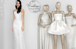 Sims 4 Dress Clothes Mod: Weddings Collection Tight Jacquard Wedding Dress (Featured)