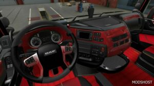 ETS2 DAF Mod: Euro 6 Red Wood Interior 1.49 (Featured)