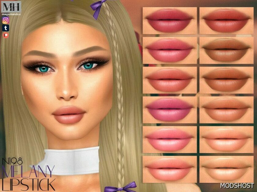 Sims 4 Lipstick Makeup Mod: Melany Lipstick N198 (Featured)