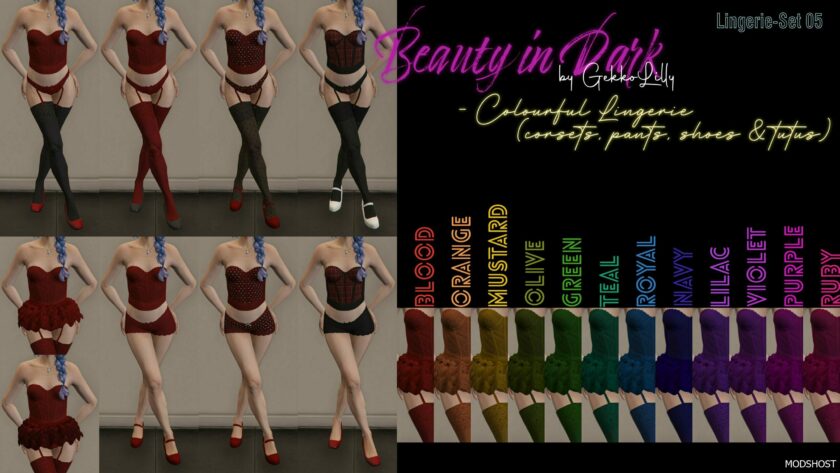 GTA 5 Player Mod: Beauty in Dark – Lingerie + Tutus + Shoes for MP Female (Featured)