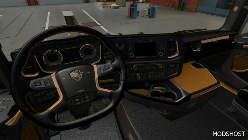 ETS2 Scania Mod: 2016 Black Yellow Interior 1.49 (Featured)