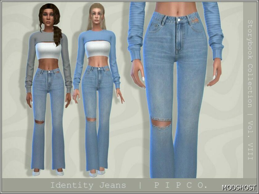 Sims 4 Female Clothes Mod: Identity Jeans (Bootcut). (Featured)