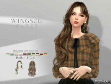 Sims 4 Female Mod: Wings EF0220 Unilateral Long Curly Hair (Featured)