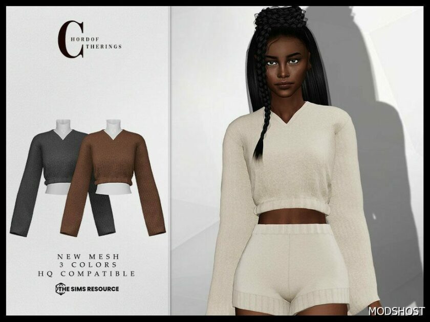 Sims 4 Adult Clothes Mod: Long Sleeve Sweatshirt T-570 (Featured)