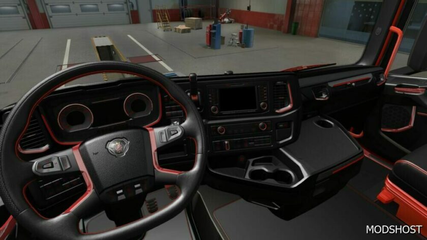 ETS2 Scania Mod: S & R 2016 LUX Black Red Interior 1.49 (Featured)