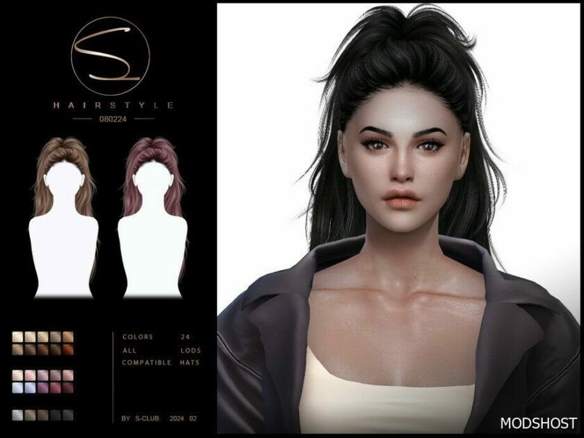 Sims 4 Female Mod: Y2K Ponytail Hairstyle 080224 (Featured)