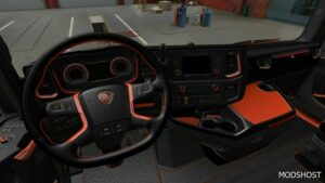 ETS2 Scania Mod: S and R Black Orange Interior 1.49 (Featured)