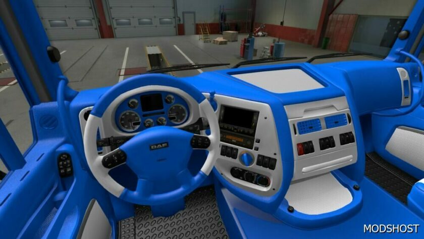 ETS2 DAF Mod: XF105 Blue White Interior 1.49 (Featured)