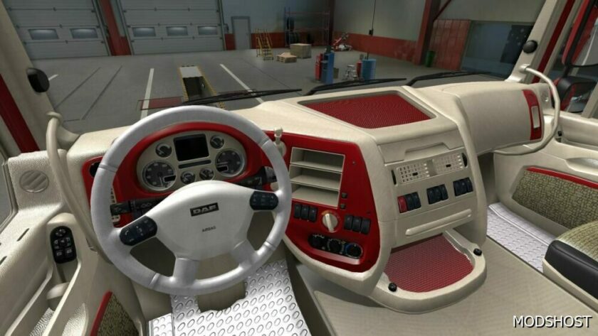 ETS2 DAF Mod: XF105 White Red Interior 1.49 (Featured)