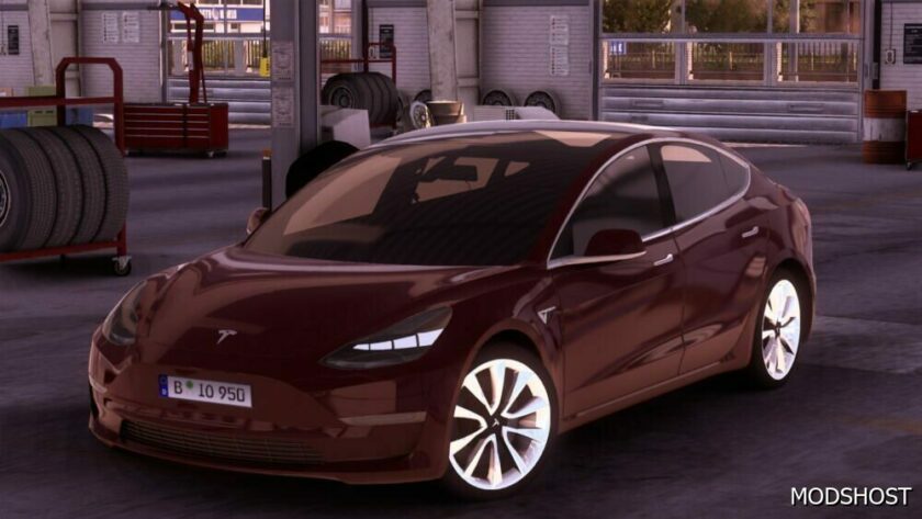 ETS2 Tesla Car Mod: Model 3 Performance FIX 1.49 (Featured)