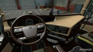 ETS2 Volvo Interior Mod: FH16 2012 Wooden Cream Blue Dashboard 1.49 (Featured)