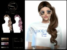 Sims 4 Female Mod: Wavy Ponytail Hairstyle 070224 (Featured)