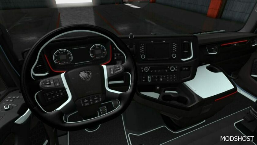 ETS2 Scania Mod: S and R Black White Interior 1.49 (Featured)