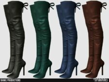 Sims 4 Female Shoes Mod: Leather High Heel Boots – S022403 (Image #2)